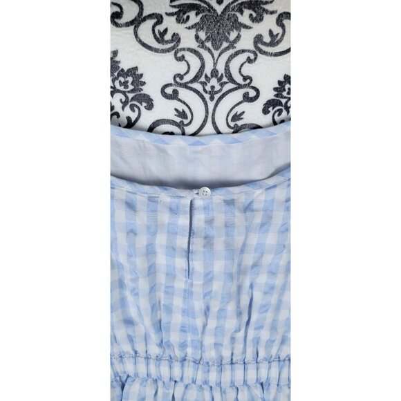 Madewell Sundress Women’s Size 14 Sleeves Plaid White/Blue Lined Midi - Picture 4 of 12